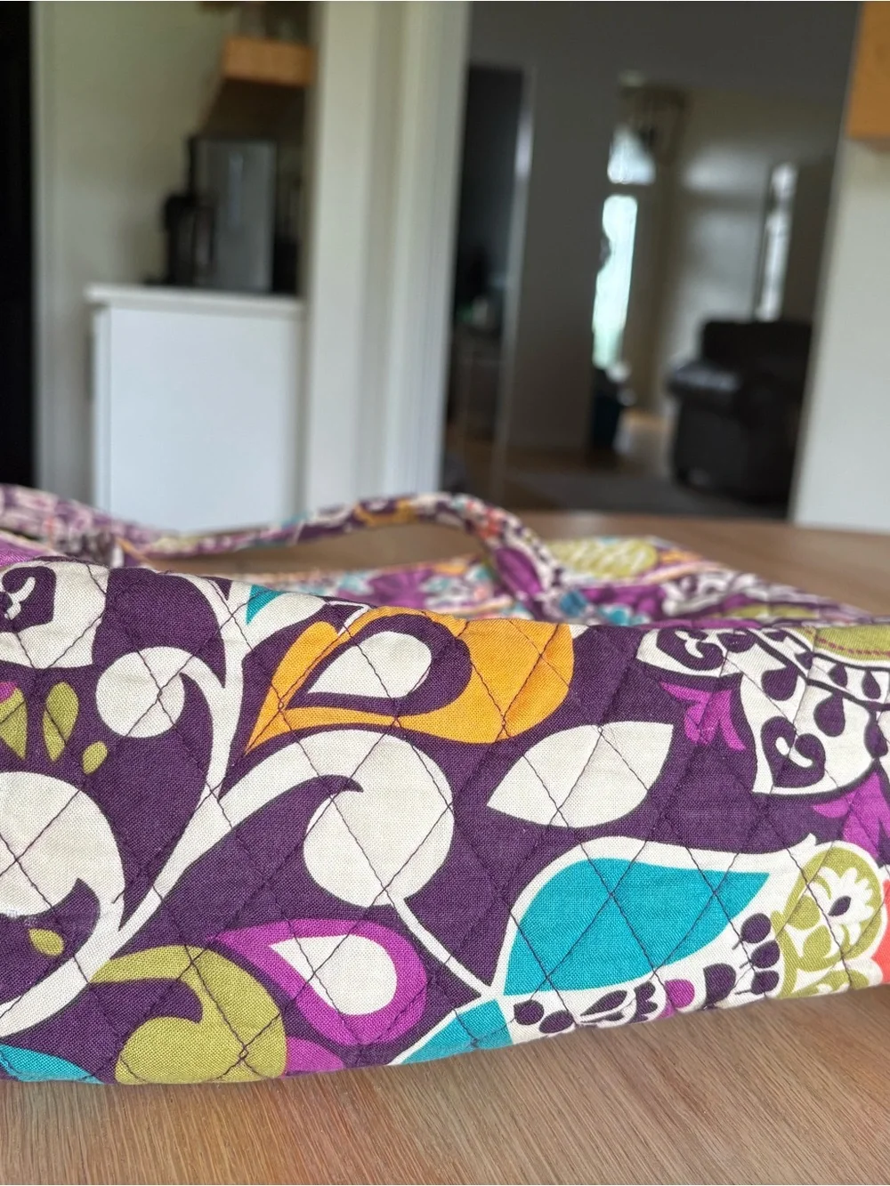 Vera Bradley Purple Quilted Floral Tote with Multicolor Accents